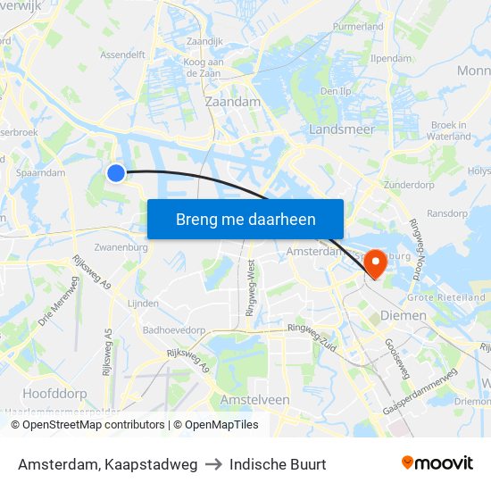 Amsterdam, Kaapstadweg to Indische Buurt map