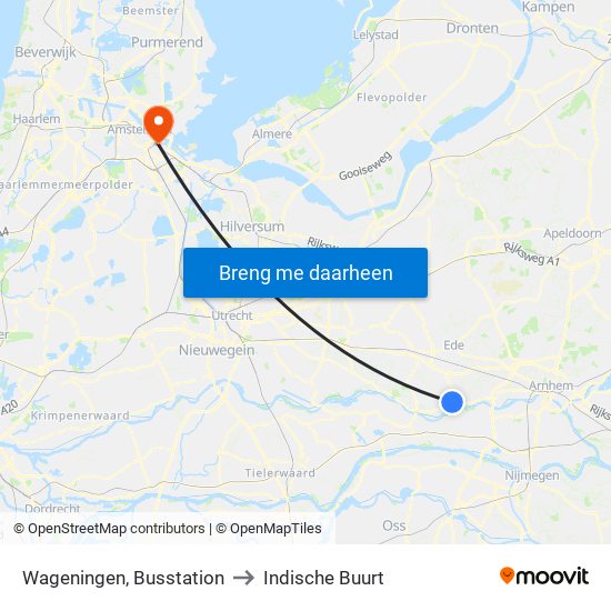 Wageningen, Busstation to Indische Buurt map