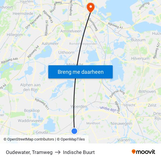 Oudewater, Tramweg to Indische Buurt map