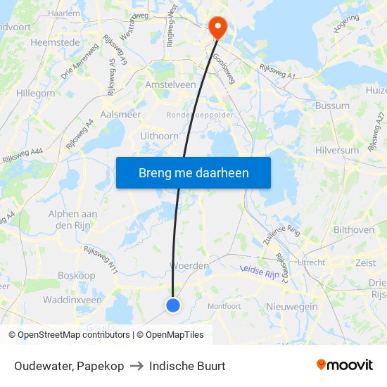 Oudewater, Papekop to Indische Buurt map