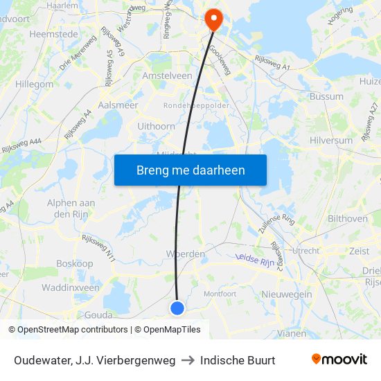 Oudewater, J.J. Vierbergenweg to Indische Buurt map