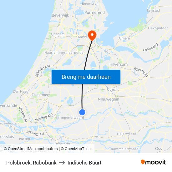 Polsbroek, Rabobank to Indische Buurt map