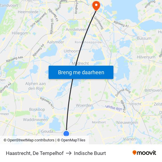 Haastrecht, De Tempelhof to Indische Buurt map