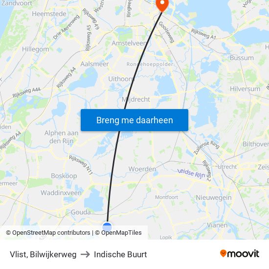 Vlist, Bilwijkerweg to Indische Buurt map