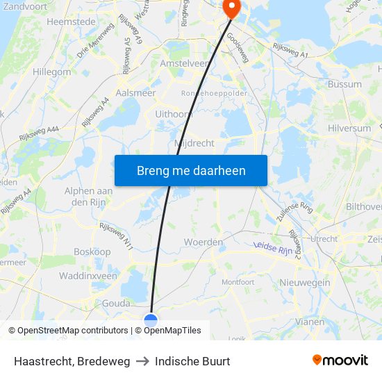 Haastrecht, Bredeweg to Indische Buurt map