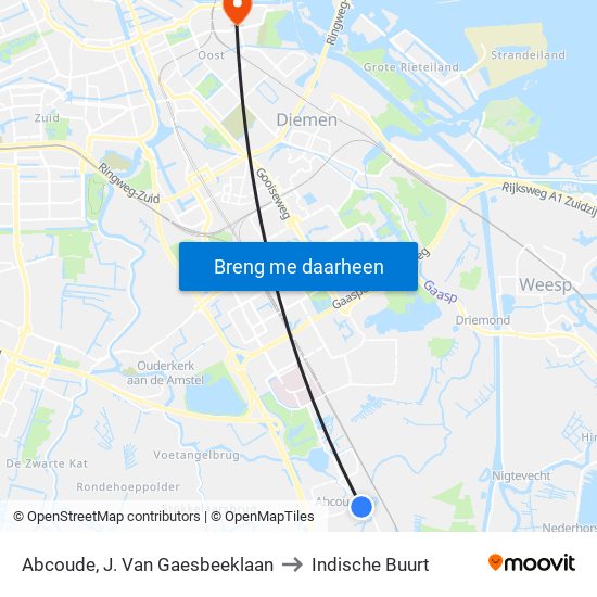 Abcoude, J. Van Gaesbeeklaan to Indische Buurt map