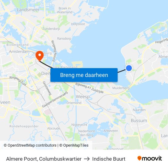 Almere Poort, Columbuskwartier to Indische Buurt map