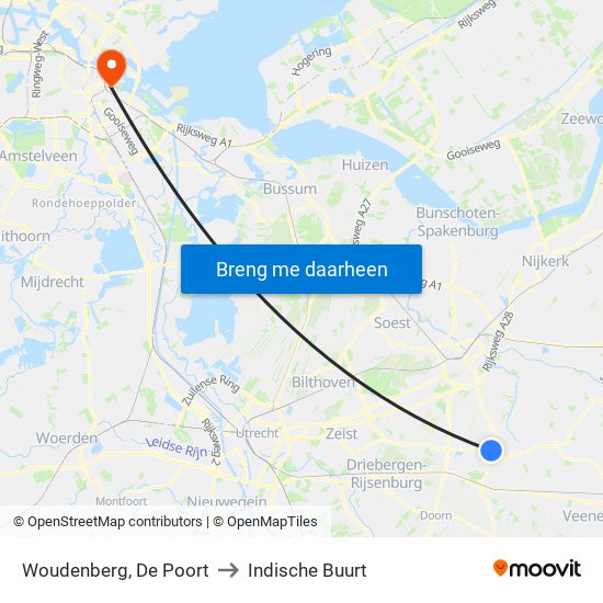 Woudenberg, De Poort to Indische Buurt map