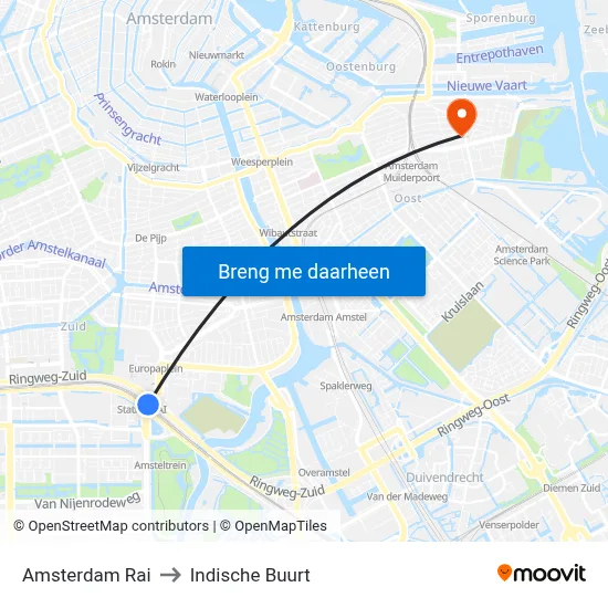 Amsterdam Rai to Indische Buurt map