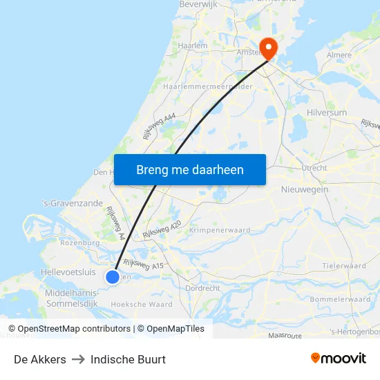 De Akkers to Indische Buurt map