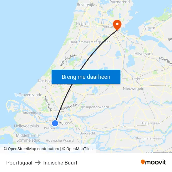 Poortugaal to Indische Buurt map