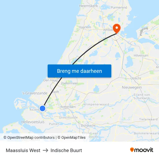 Maassluis West to Indische Buurt map