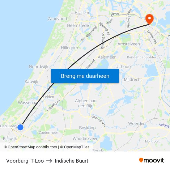 Voorburg 'T Loo to Indische Buurt map