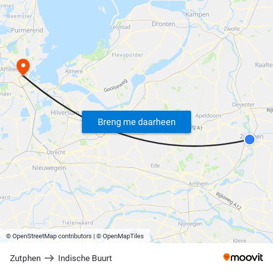 Zutphen to Indische Buurt map