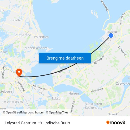 Lelystad Centrum to Indische Buurt map