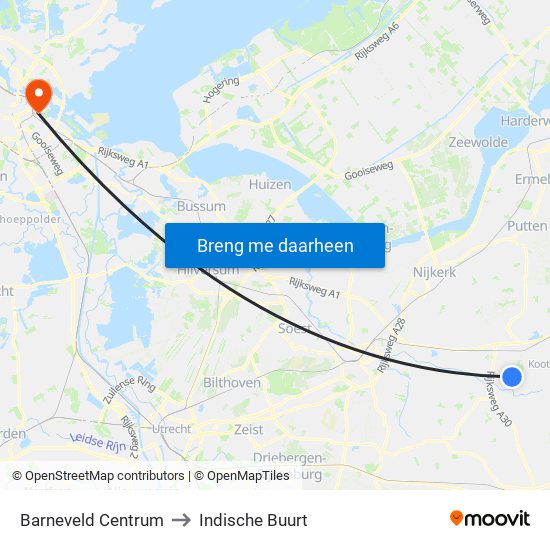 Barneveld Centrum to Indische Buurt map