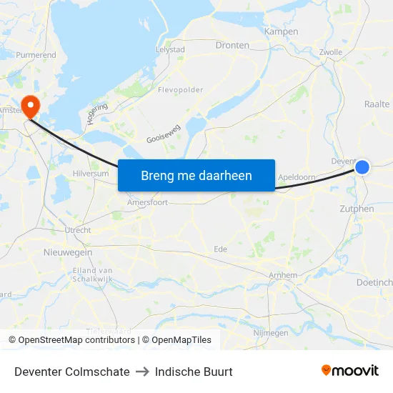 Deventer Colmschate to Indische Buurt map