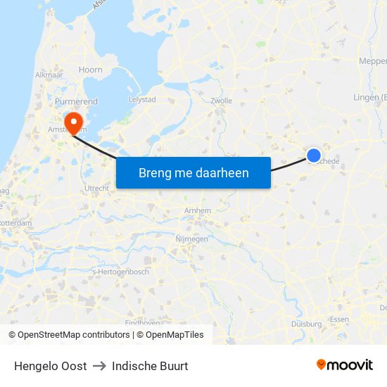 Hengelo Oost to Indische Buurt map