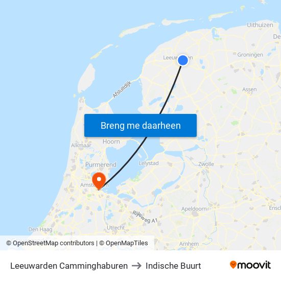 Leeuwarden Camminghaburen to Indische Buurt map