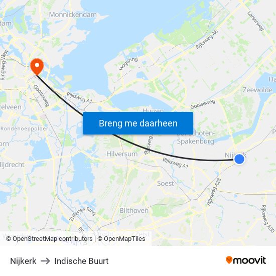 Nijkerk to Indische Buurt map