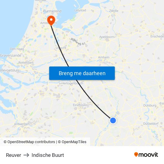 Reuver to Indische Buurt map