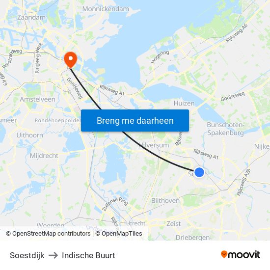 Soestdijk to Indische Buurt map