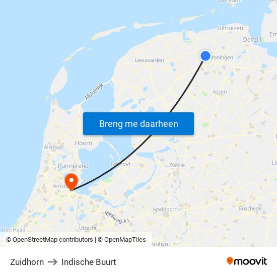 Zuidhorn to Indische Buurt map