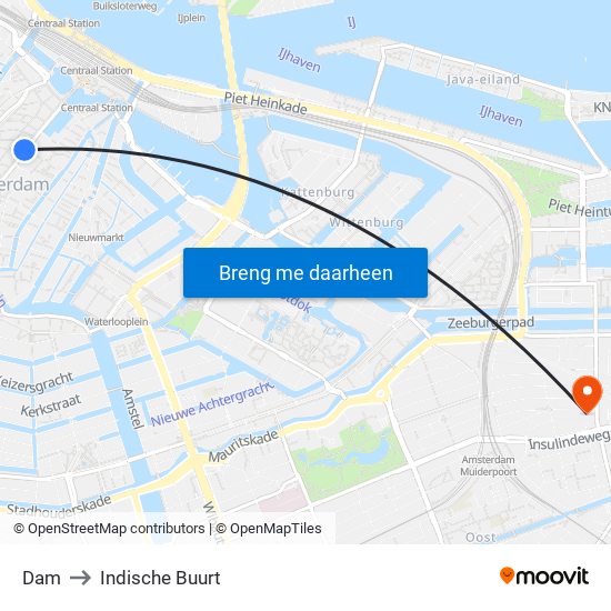 Dam to Indische Buurt map
