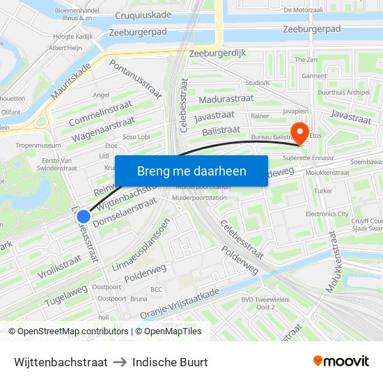 Wijttenbachstraat to Indische Buurt map