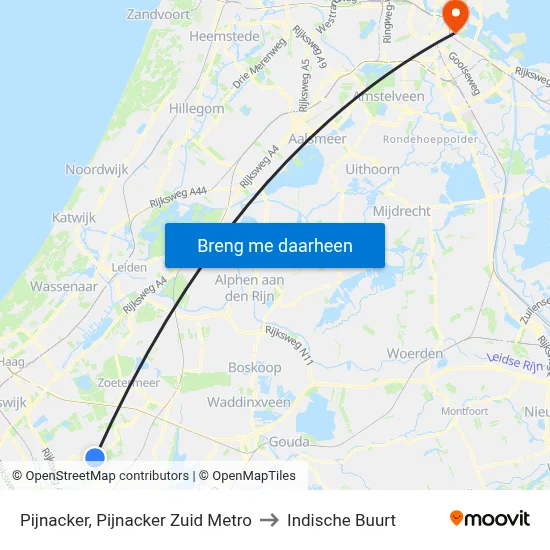 Pijnacker, Pijnacker Zuid Metro to Indische Buurt map