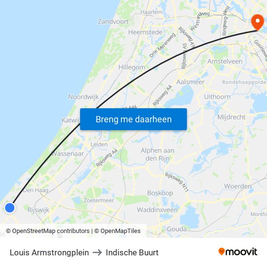 Louis Armstrongplein to Indische Buurt map