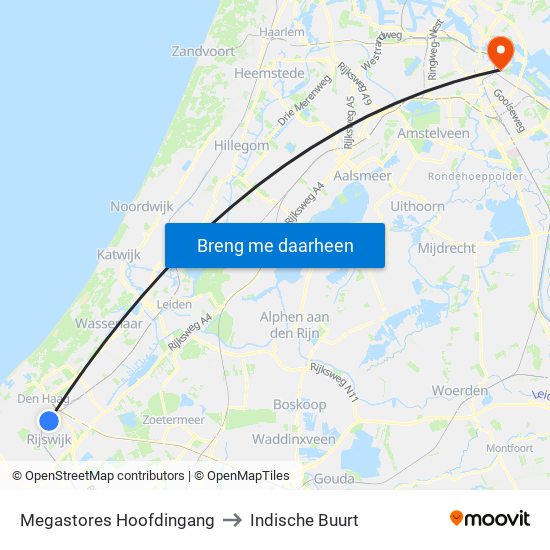 Megastores Hoofdingang to Indische Buurt map