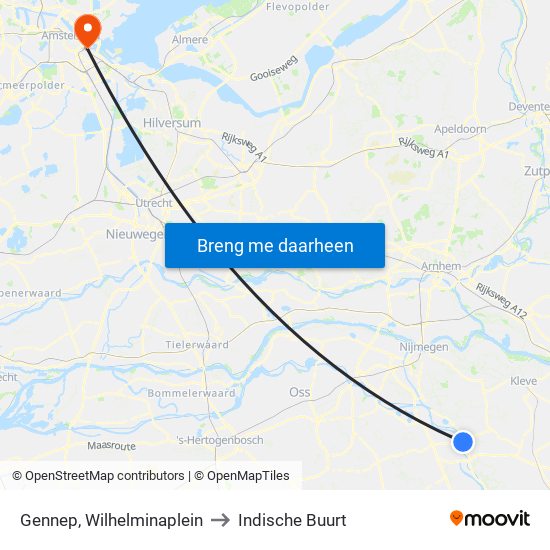 Gennep, Wilhelminaplein to Indische Buurt map