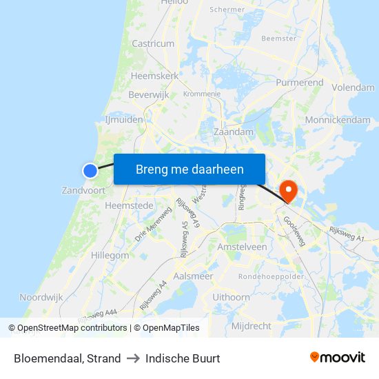 Bloemendaal, Strand to Indische Buurt map