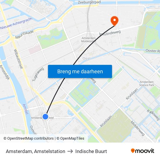 Amsterdam, Amstelstation to Indische Buurt map