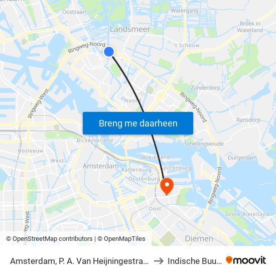 Amsterdam, P. A. Van Heijningestraat to Indische Buurt map