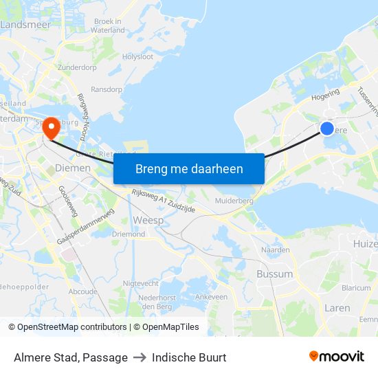 Almere Stad, Passage to Indische Buurt map
