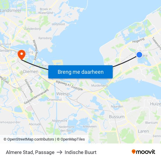 Almere Stad, Passage to Indische Buurt map