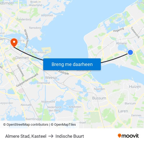 Almere Stad, Kasteel to Indische Buurt map
