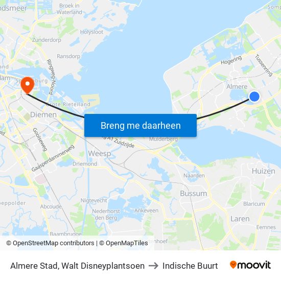 Almere Stad, Walt Disneyplantsoen to Indische Buurt map