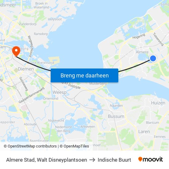 Almere Stad, Walt Disneyplantsoen to Indische Buurt map