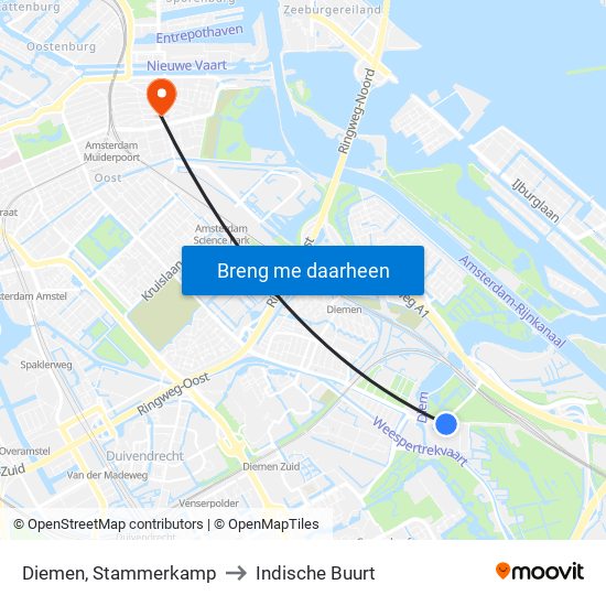 Diemen, Stammerkamp to Indische Buurt map