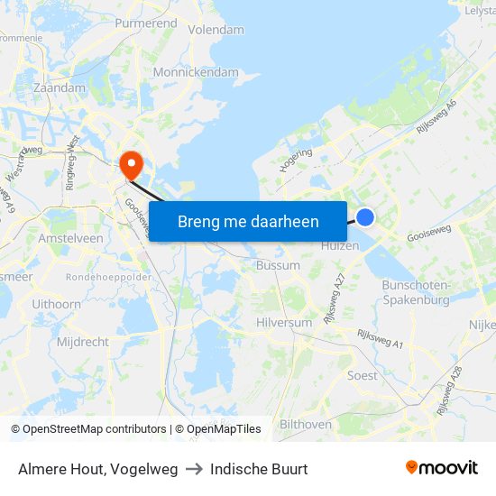 Almere Hout, Vogelweg to Indische Buurt map
