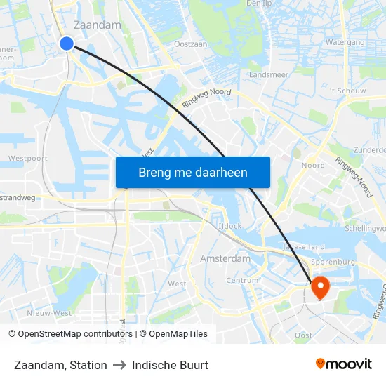 Zaandam, Station to Indische Buurt map
