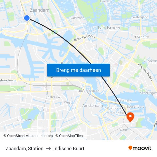 Zaandam, Station to Indische Buurt map