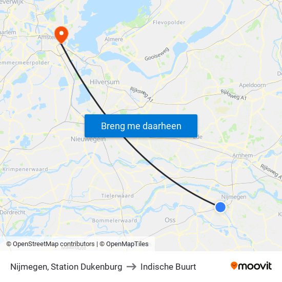 Nijmegen, Station Dukenburg to Indische Buurt map