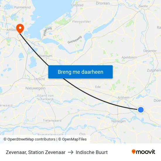 Zevenaar, Station Zevenaar to Indische Buurt map
