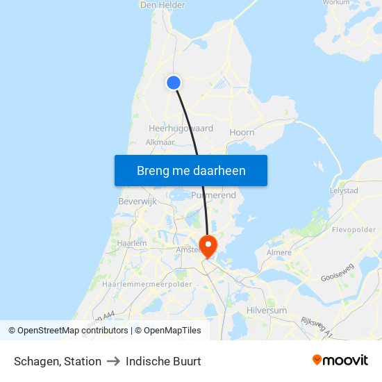 Schagen, Station to Indische Buurt map