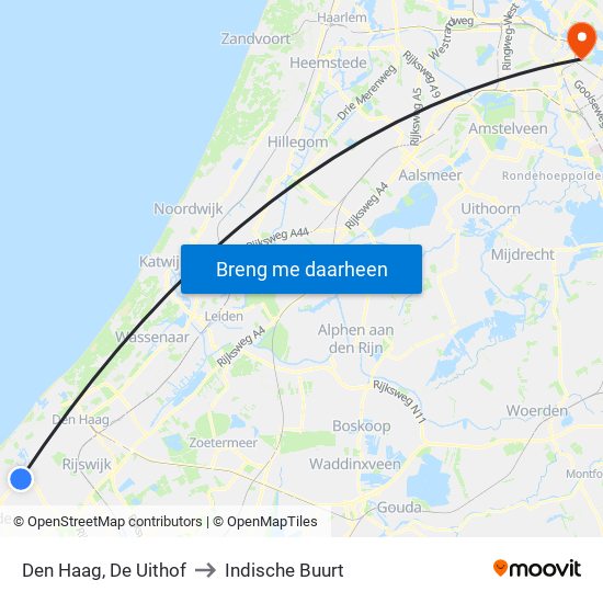 Den Haag, De Uithof to Indische Buurt map