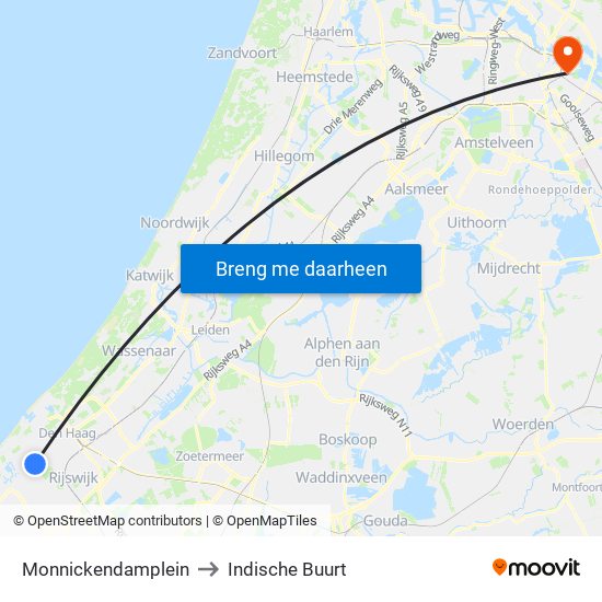 Monnickendamplein to Indische Buurt map
